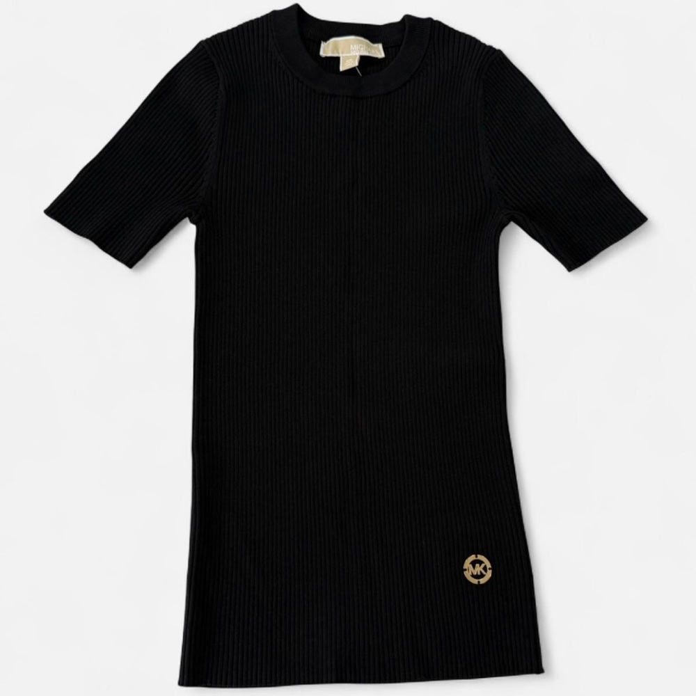 Michael Kors Black Sheath Dress 3/4 Sleeve Crew Neck